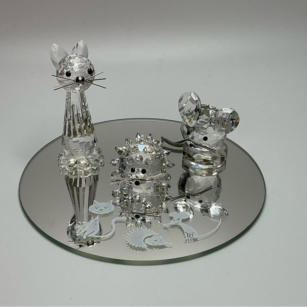 Swarovski Cat, Mouse, Hedgehog Set